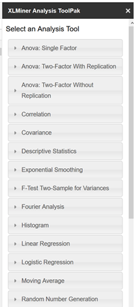 XLMiner Analysis Toolpak