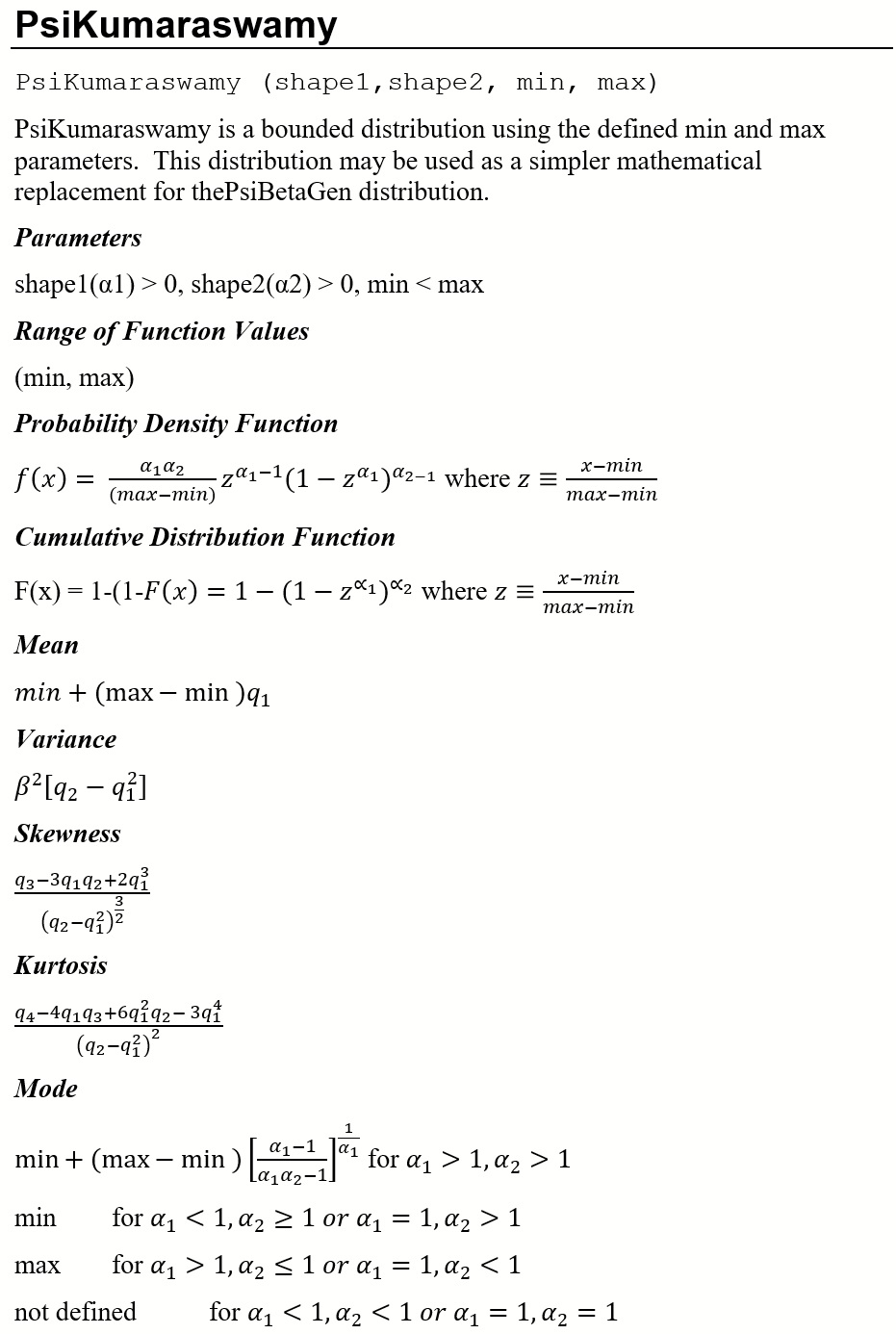 PsiKumaraswamy Distribution Defined