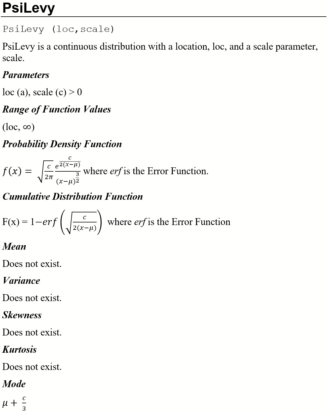 PsiLevy Distribution Defined