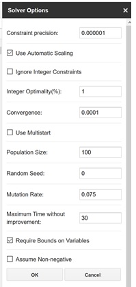 Solver Options Pane