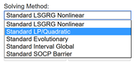 Solver Engine Drop Down Menu